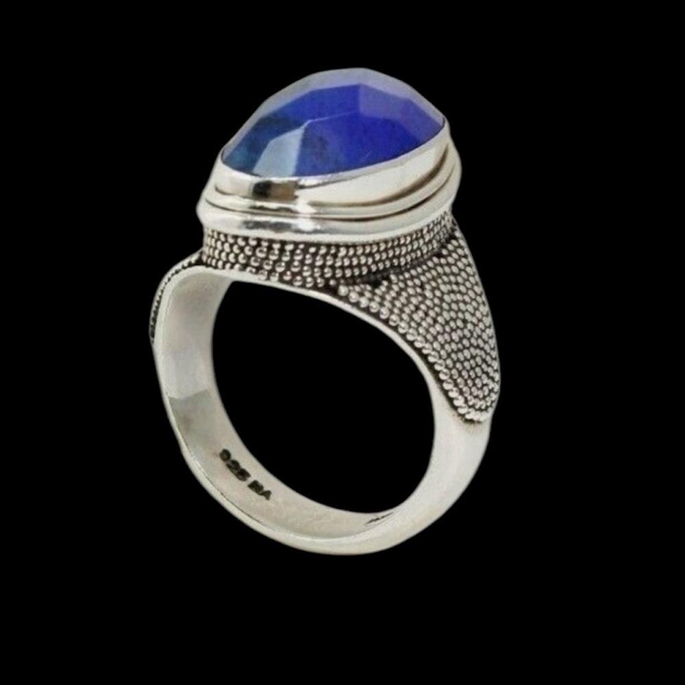 Vintage BA Suarti Sterling Silver Ring Faceted Lapis Lazuli Stone Size 6 US - Picture 3 of 11